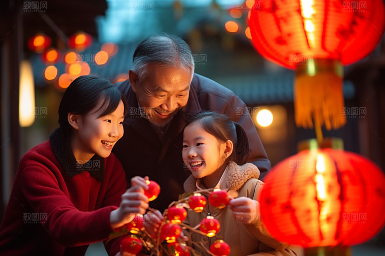 年夜饭快乐温馨摄影图