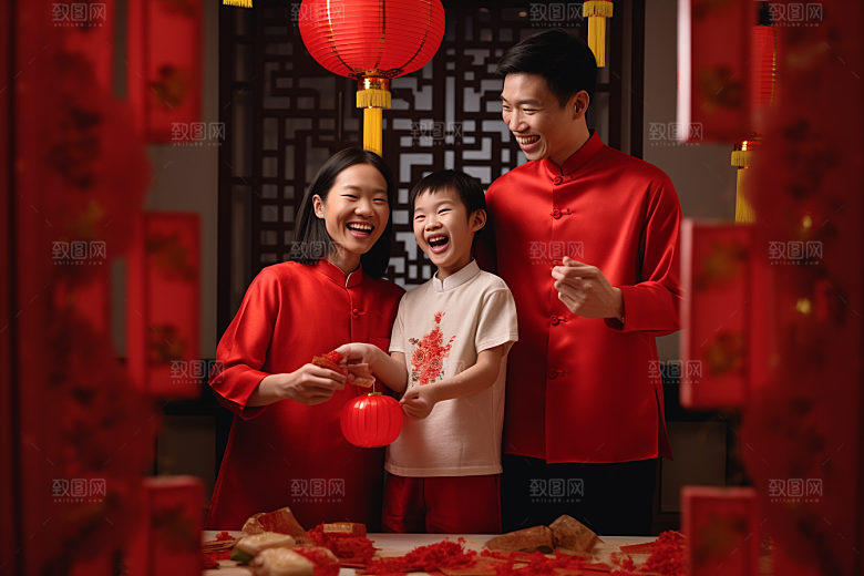 年夜饭阖家幸福春节摄影图