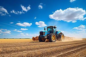 农用拖拉机耕种摄影图