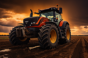 农用拖拉机耕种高清