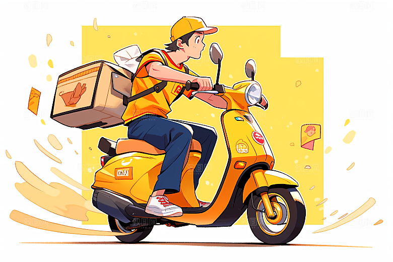 外卖员快件快递插画