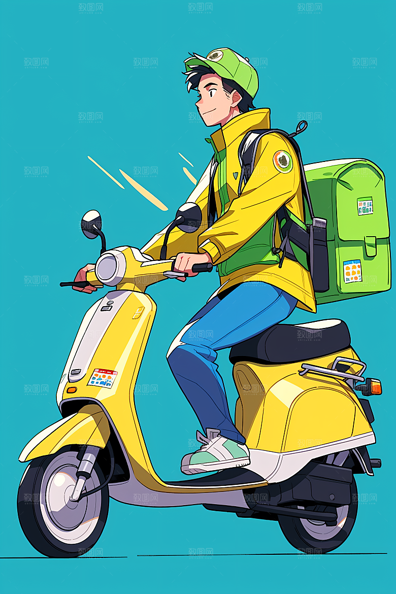 外卖员高清准时送达插画