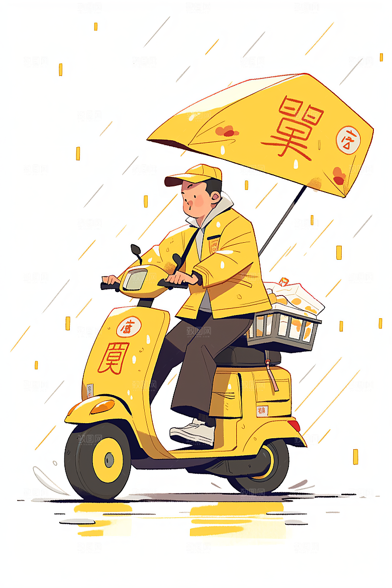 外卖员高清服务行业插画