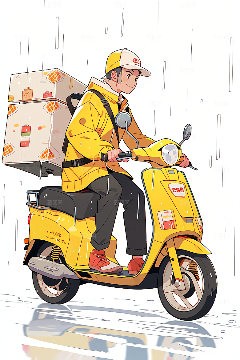 外卖员服务行业闪送插画