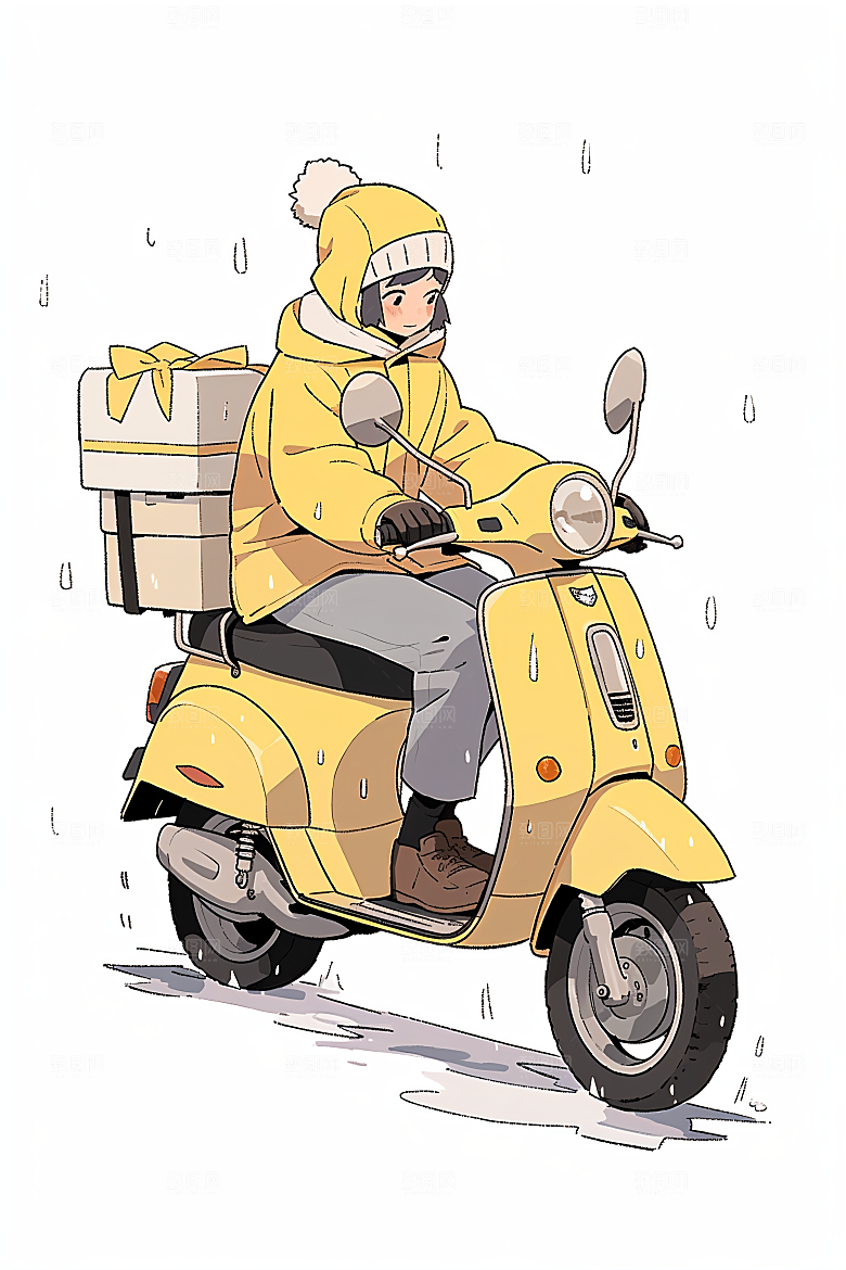 外卖员高清手绘插画