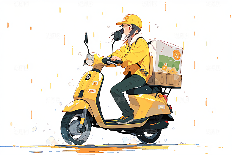外卖员服务行业闪送插画