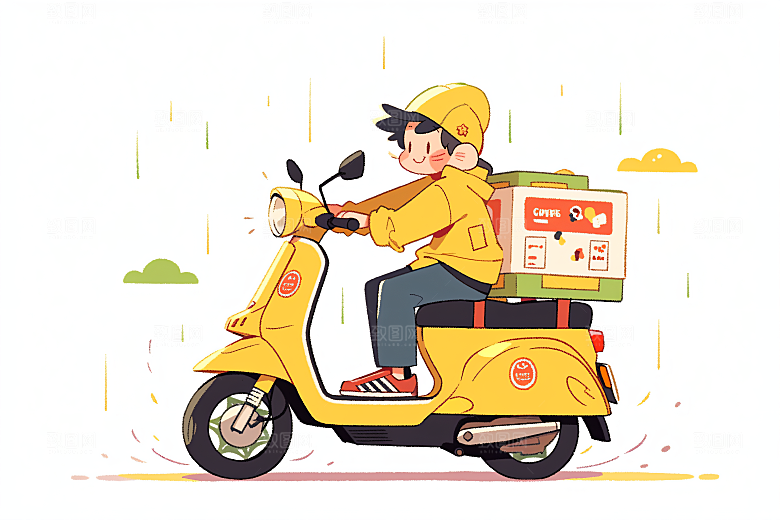 外卖员跑腿小哥服务行业插画