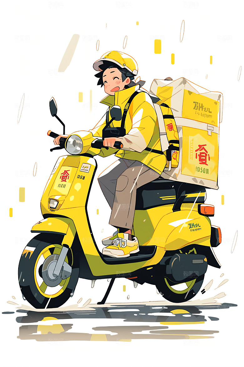 外卖员快件闪送插画