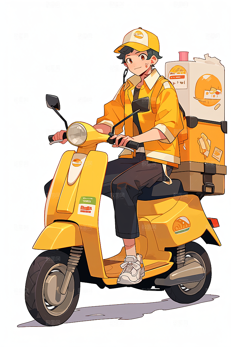外卖员跑腿小哥快递插画