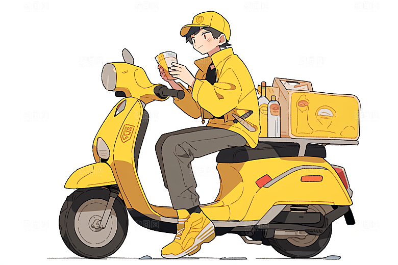 外卖员职业快件插画