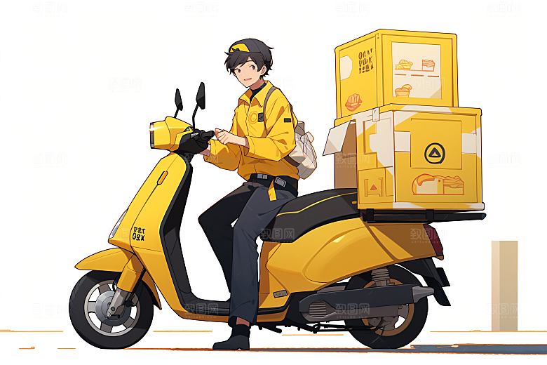 外卖员高清闪送插画