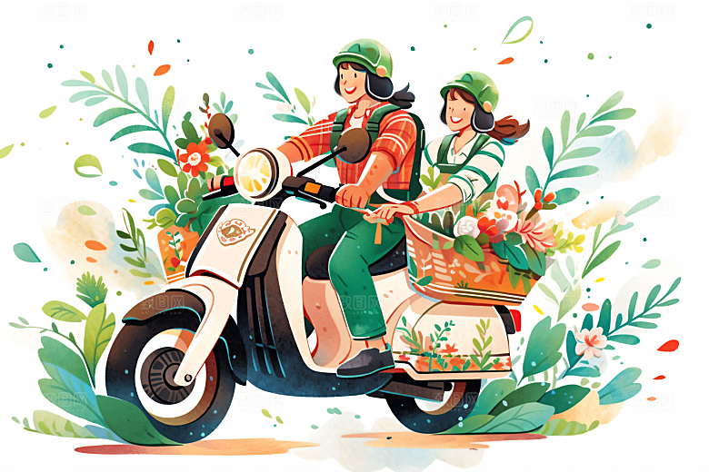 外卖员快递物流插画