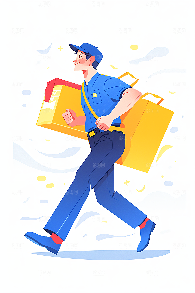 外卖员服务行业物流插画
