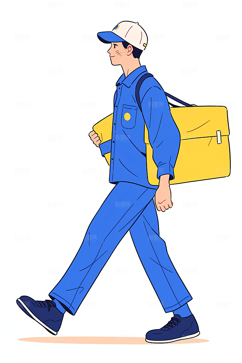 外卖员准时送达职业插画
