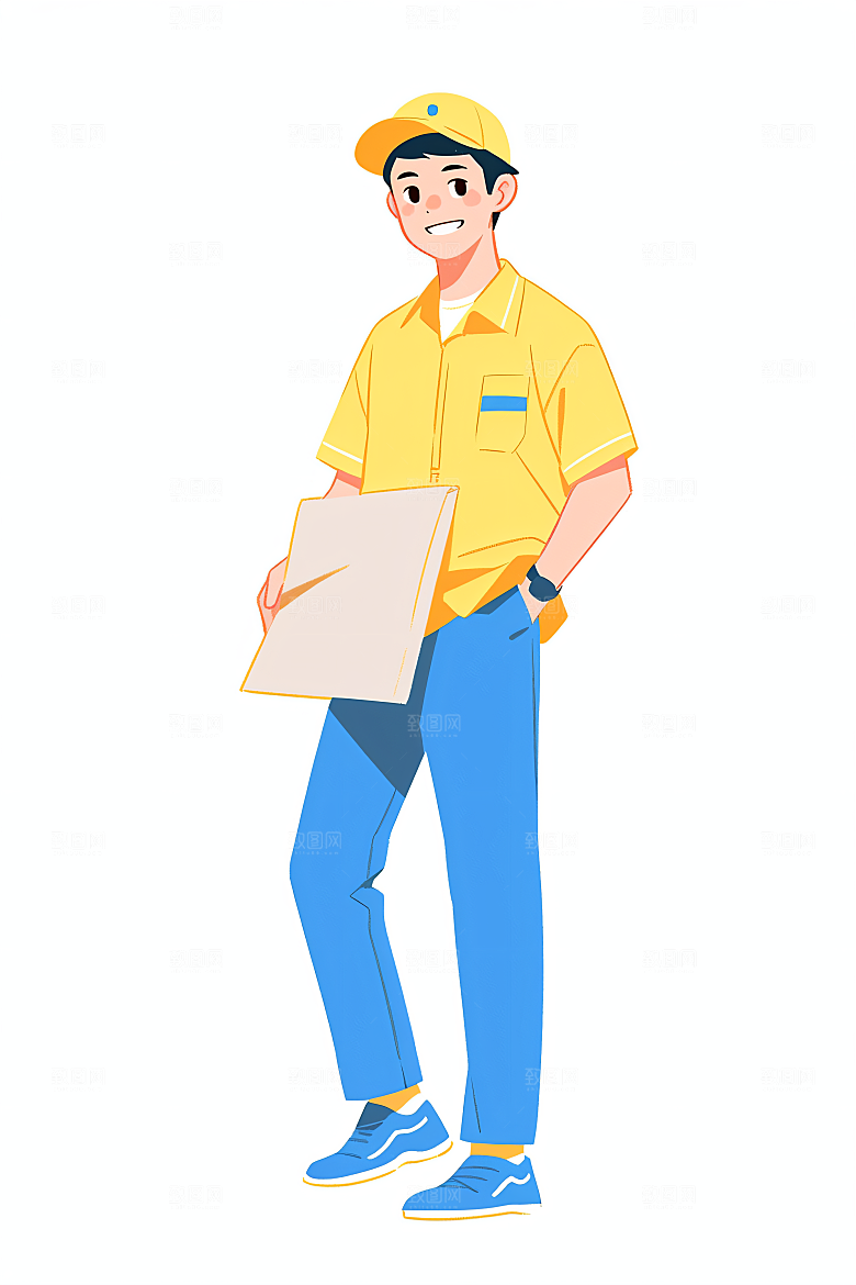 外卖员快件闪送插画