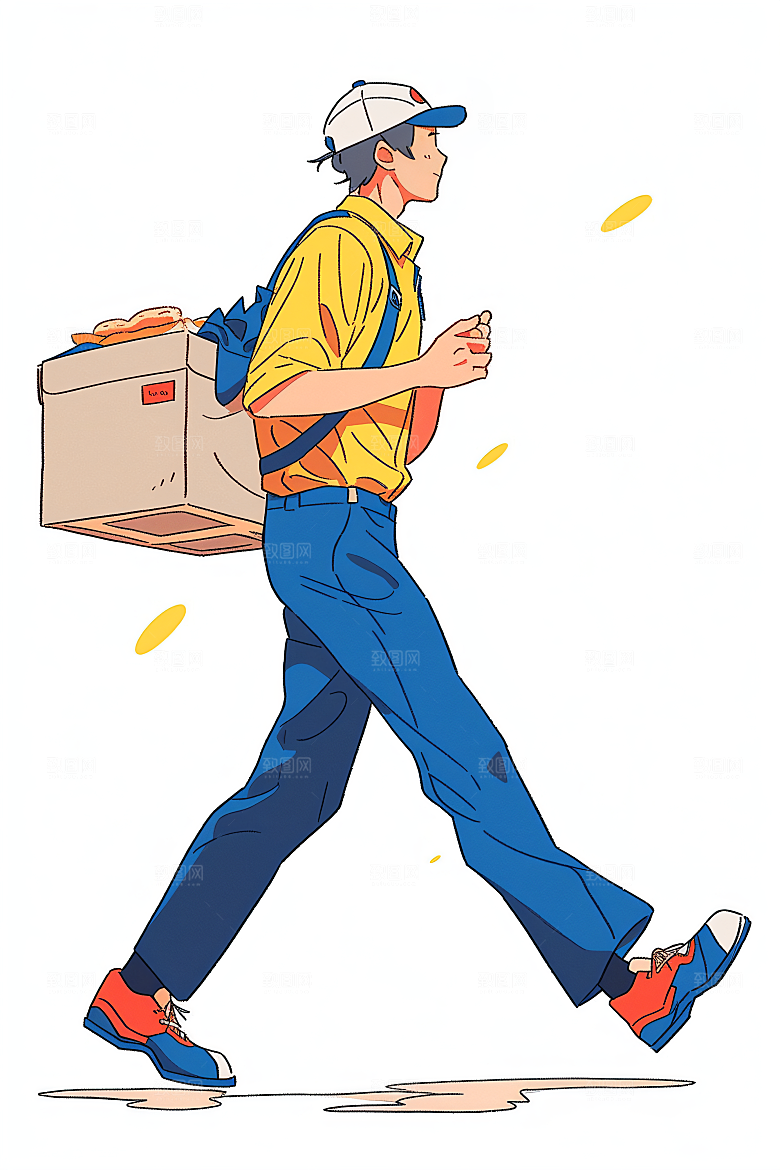 外卖员服务行业快递插画
