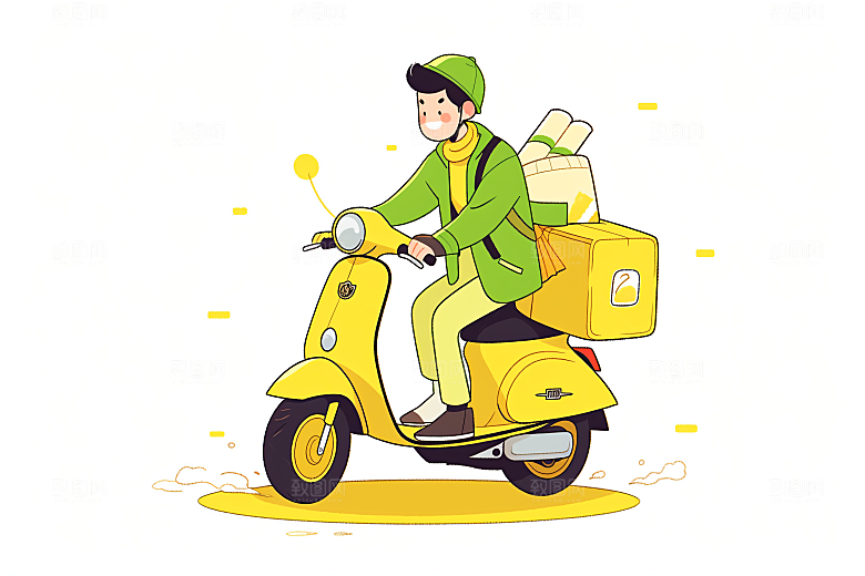 外卖员物流快件插画