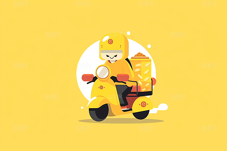 外卖员快件物流插画