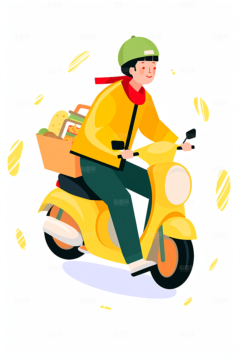外卖员物流职业插画