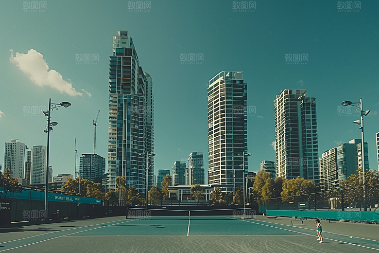 网球场健身活力素材