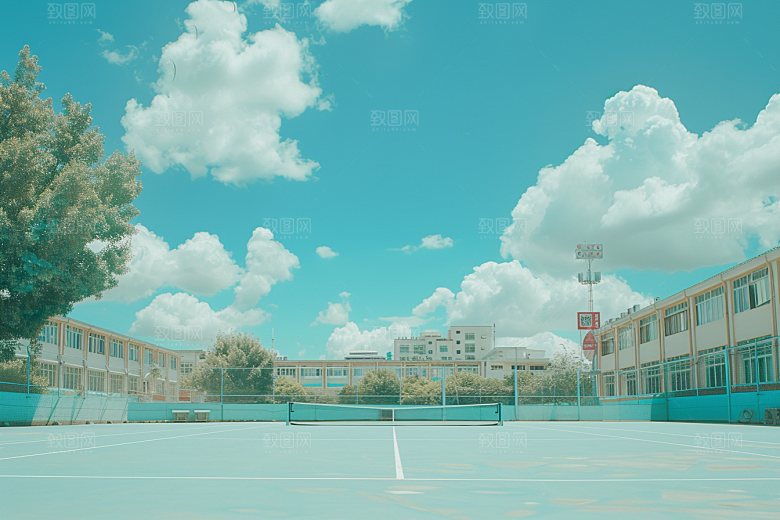网球场体育阳光素材