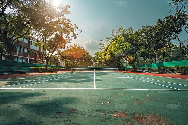网球场阳光活力素材