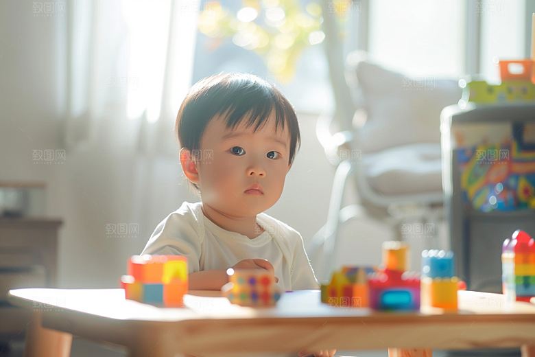 儿童积木亲子玩具摄影图