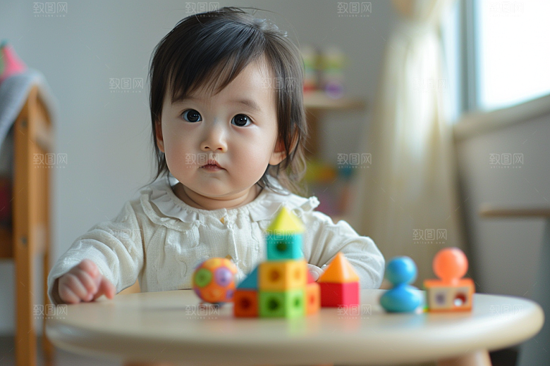 儿童积木搭建益智摄影图