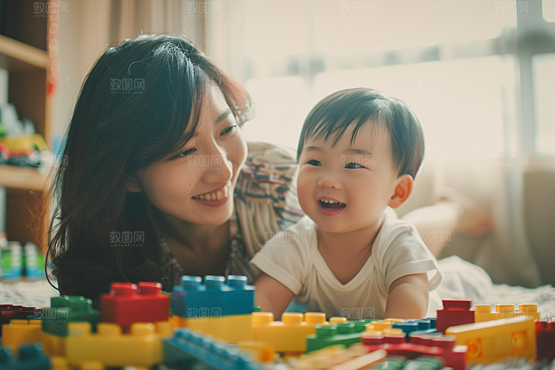 儿童积木搭建玩具摄影图