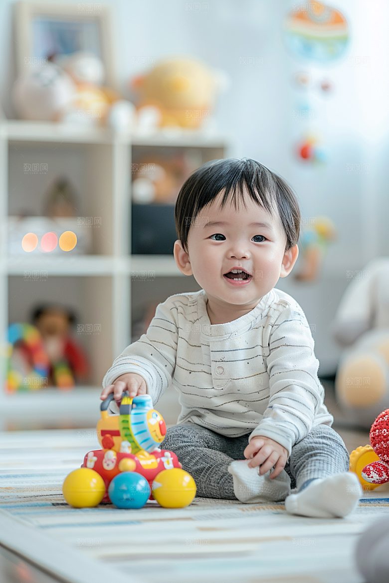 儿童积木成长亲子摄影图