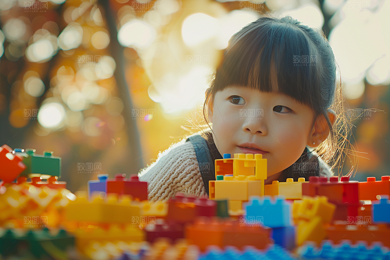 儿童积木高清搭建摄影图