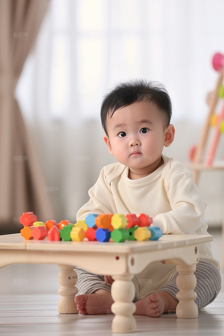 儿童积木搭建高清摄影图