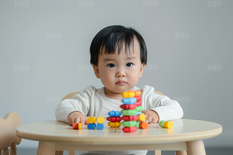 儿童积木亲子游戏摄影图