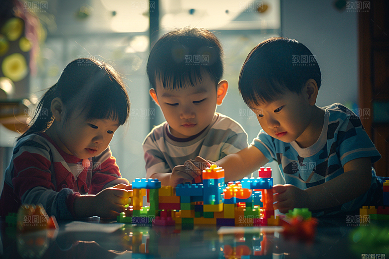 儿童积木孩童玩具摄影图