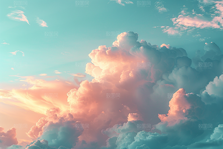 晚霞景色红云素材
