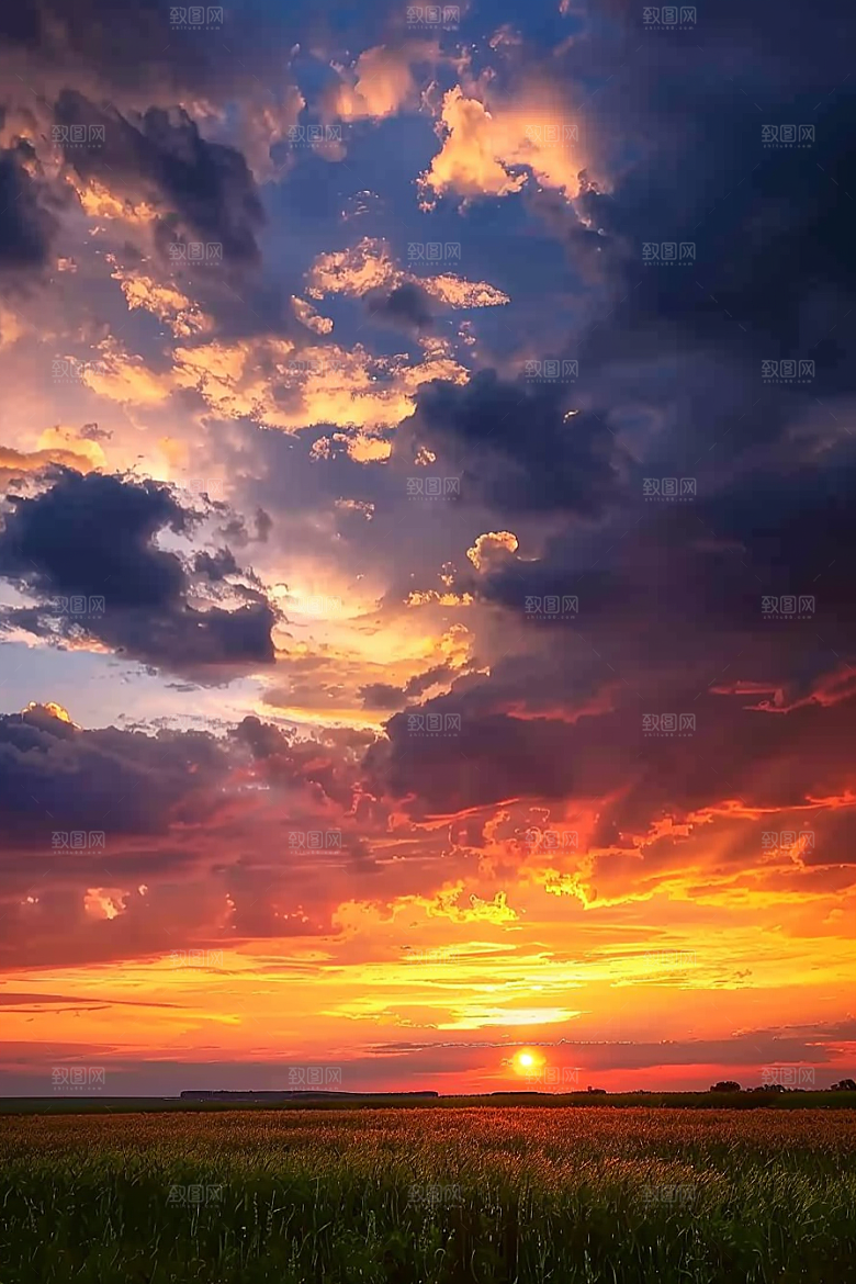 晚霞美景梦幻素材