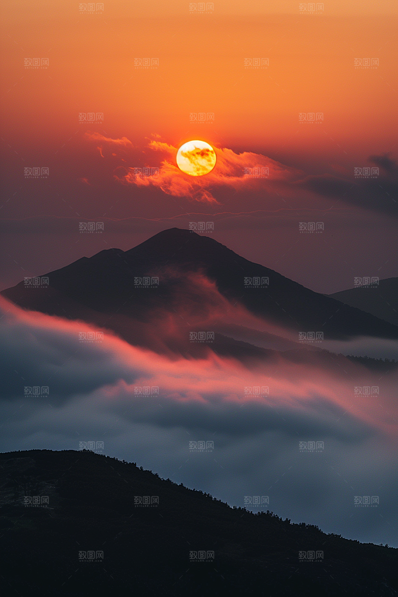 晚霞梦幻风光素材