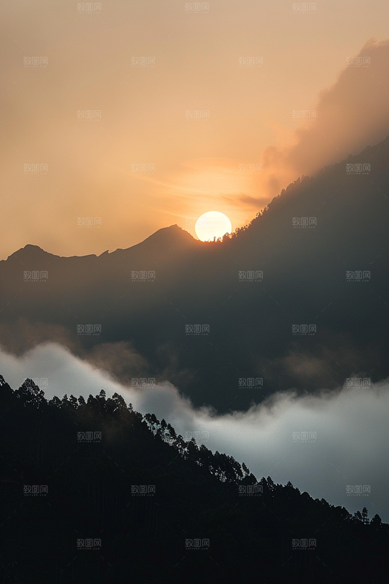 晚霞天空景色素材