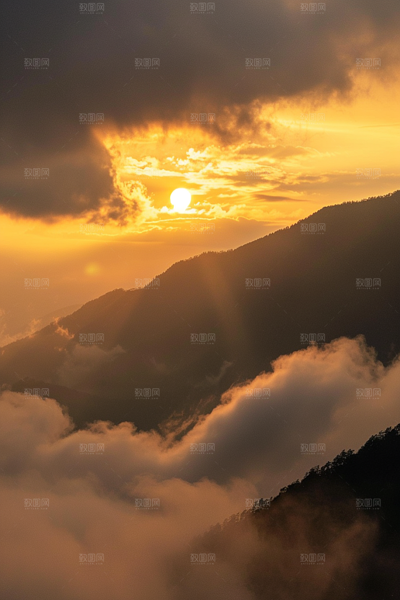晚霞梦幻景色素材