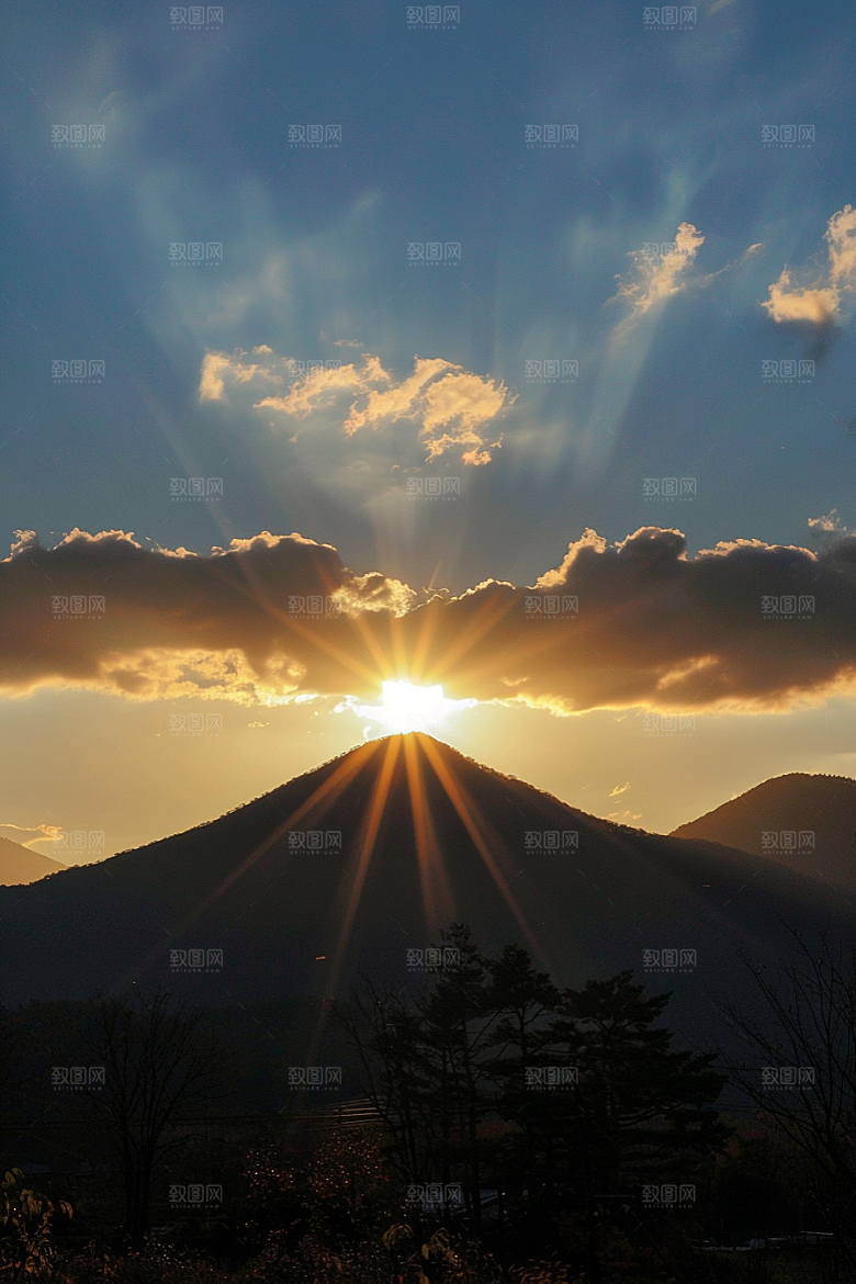 晚霞天空景色素材