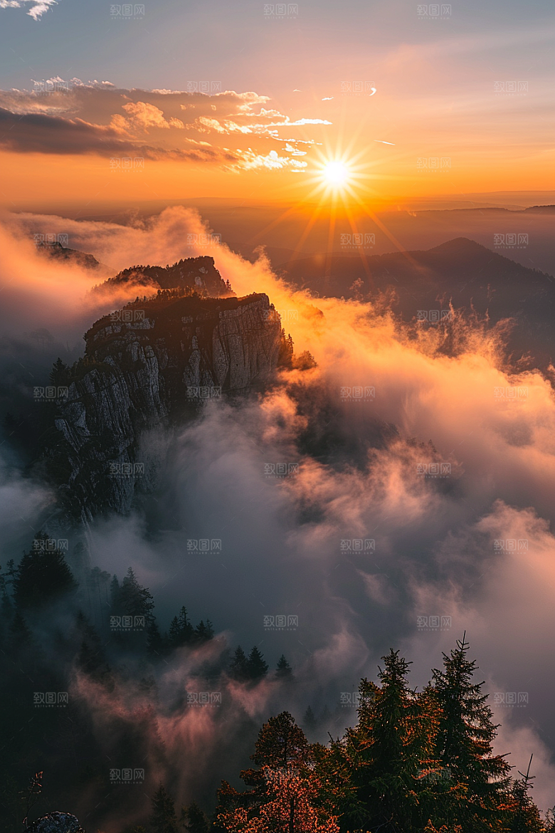晚霞景色云层素材