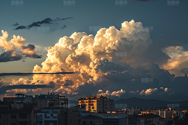 晚霞彩云景色素材