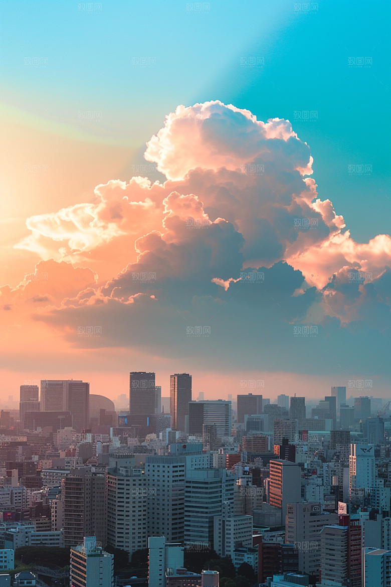 晚霞天空红云素材