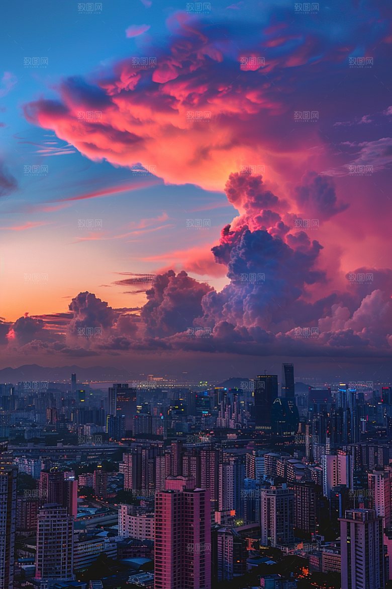晚霞傍晚梦幻素材