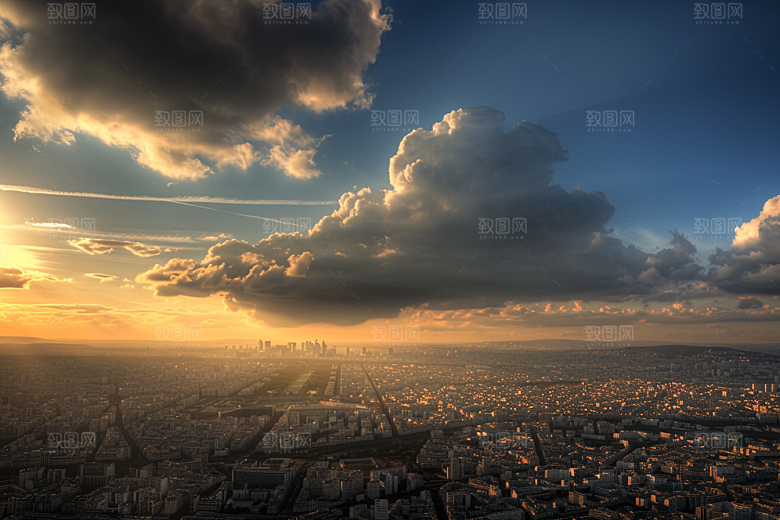 晚霞落日天空素材