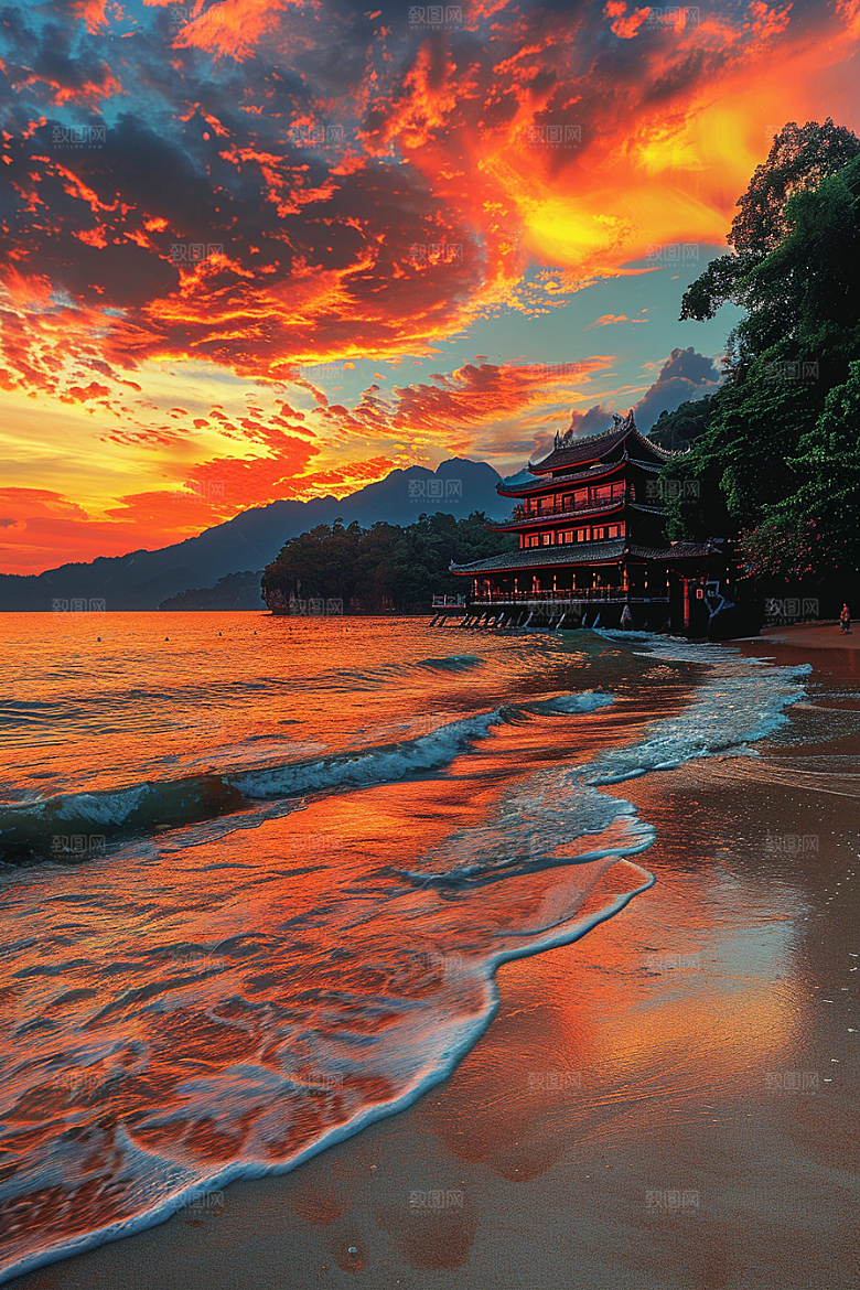 晚霞美景风光素材