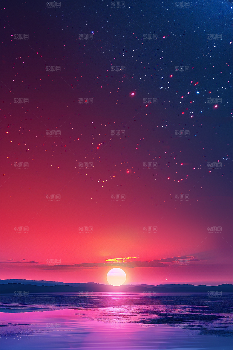 晚霞红云天空素材