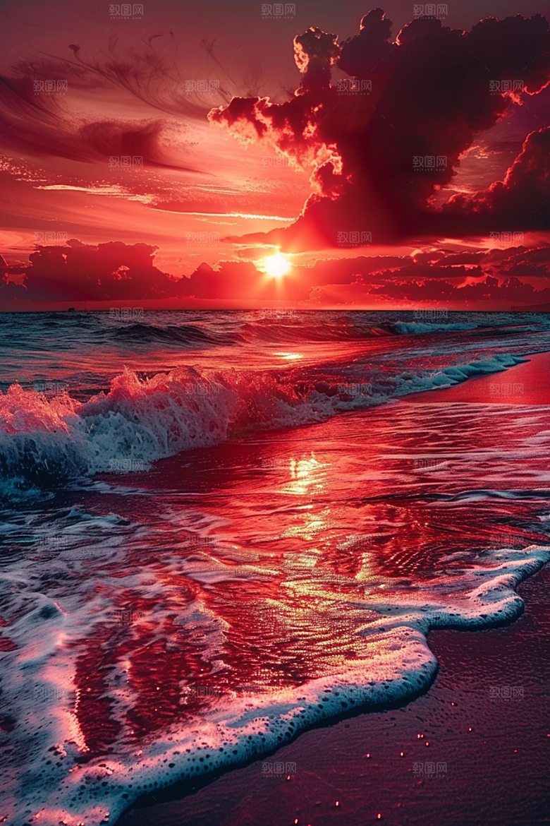晚霞火烧云梦幻素材