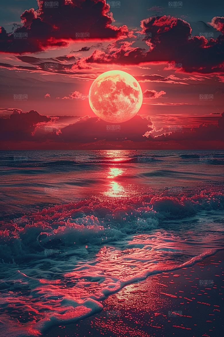 晚霞唯美落日素材