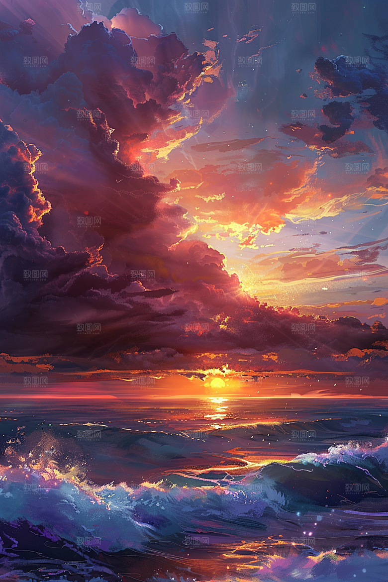 晚霞美景风光素材